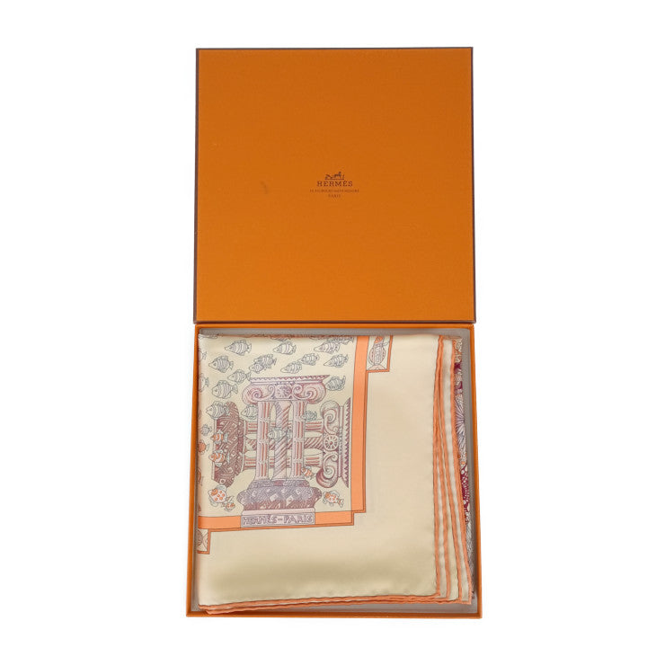 新古未使用展示品 HERMES エルメス スカーフ カレ90 RENCONTRE OCEANE - オレンジ系 マルチカラー シルク100% レディース