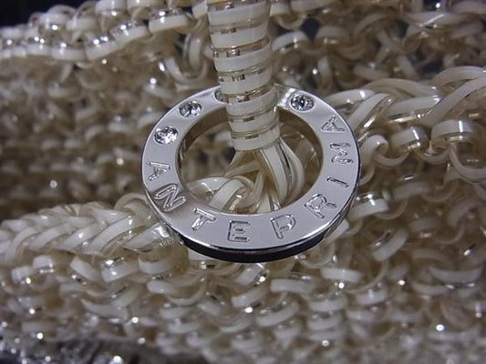 ANTEPRIMA アンテプリマ ハンドバッグ ワイヤーバッグ - ライトベージュ PVCワイヤー レディース 2WAY ラインストーン フェイクパール リボン 美品