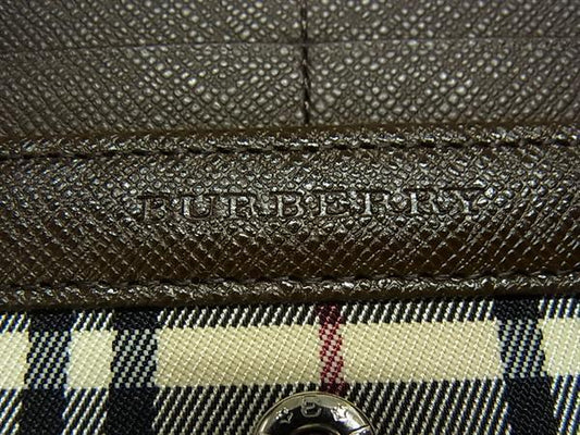 BURBERRY バーバリー 財布 ベージュ ブラウン キャンバス×レザー メンズ ノバチェック 二つ折り 長財布 美品