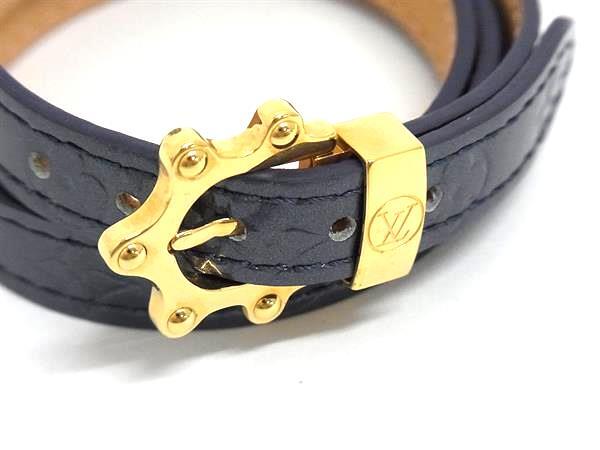 LOUIS VUITTON ルイヴィトン ブレスレット ブラスレ・トリプルトゥール M91404 アンディゴ(パープル系) モノグラムヴェルニ ユニセックス 美品