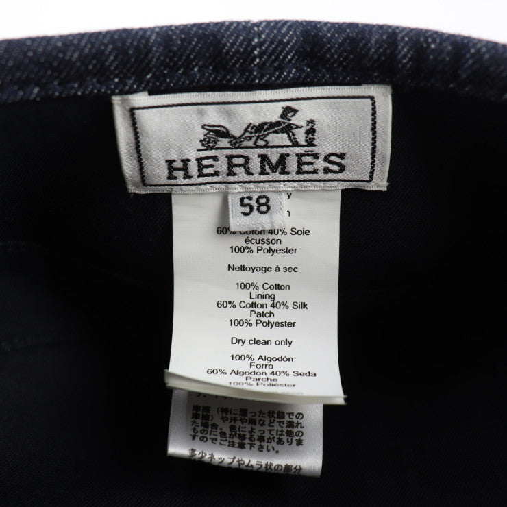 新品未使用展示品 HERMES エルメス サントノーレ セリエ ベレー帽 - 表記サイズ 58 コットン ネイビー シルバー金具 帽子 デニム