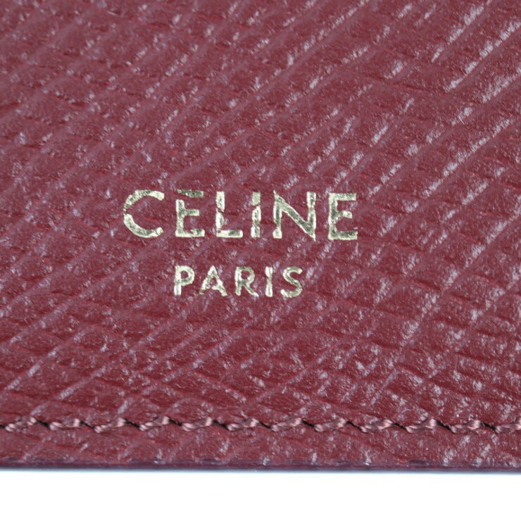 超美品 CELINE セリーヌ マルチファンクション カードホルダー カードケース 10B763BFP カーフレザー バーガンディ パスケース 名刺入れ