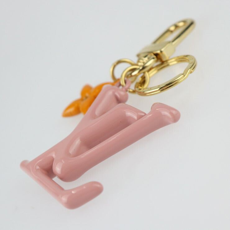 美品 LOUIS VUITTON ルイ ヴィトン LV ポップ フラワー キーホルダー M01076 メタル ゴールド ピンク オレンジ キーリング バッグチャーム ビトン