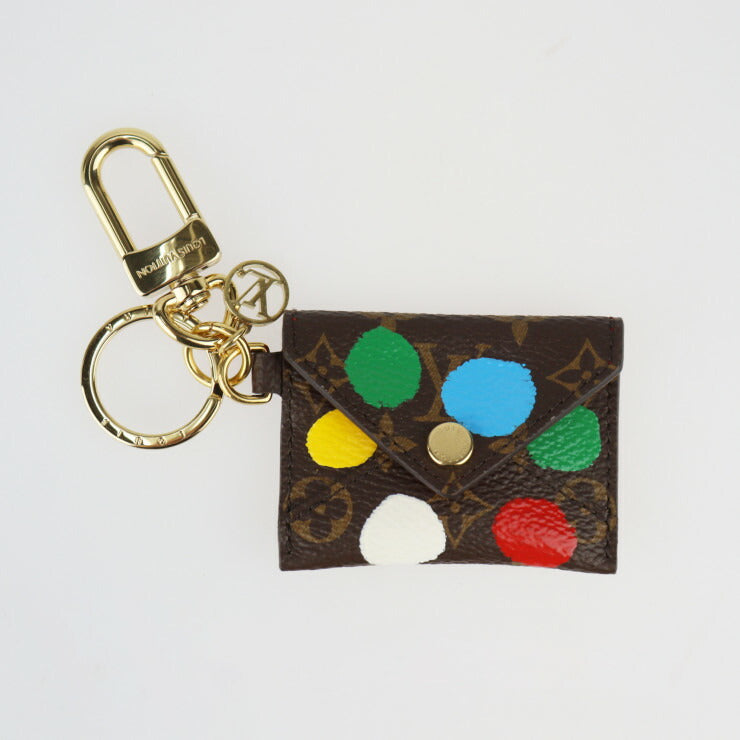 超美品 LOUIS VUITTON ルイ ヴィトン ポルト クレ キリガミ YK 草間彌生 コラボ キーホルダー M01209 モノグラムキャンバス ブラウン マルチカラー ゴールド金具 キーリング バッグチャーム ビトン