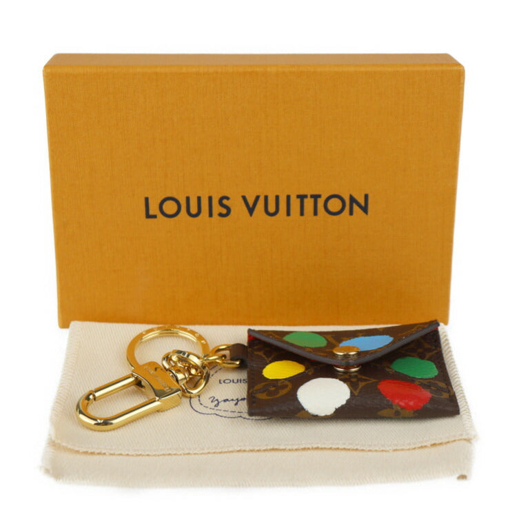 超美品 LOUIS VUITTON ルイ ヴィトン ポルト クレ キリガミ YK 草間彌生 コラボ キーホルダー M01209 モノグラムキャンバス ブラウン マルチカラー ゴールド金具 キーリング バッグチャーム ビトン