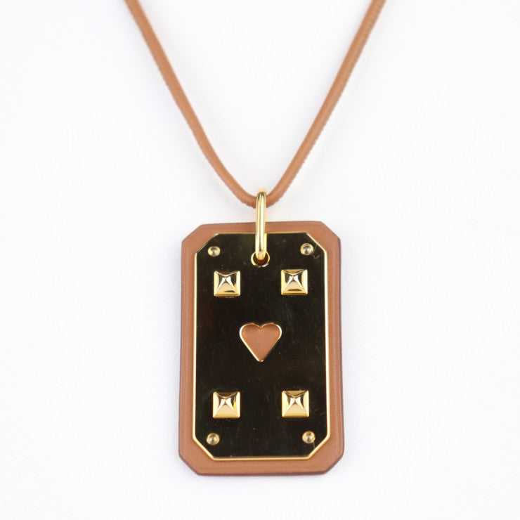 美品 HERMES エルメス アス ドゥ クール GM ネックレス - ヴォースイフト GOLD ブラウン系 ゴールド金具 ペンダント Y刻印