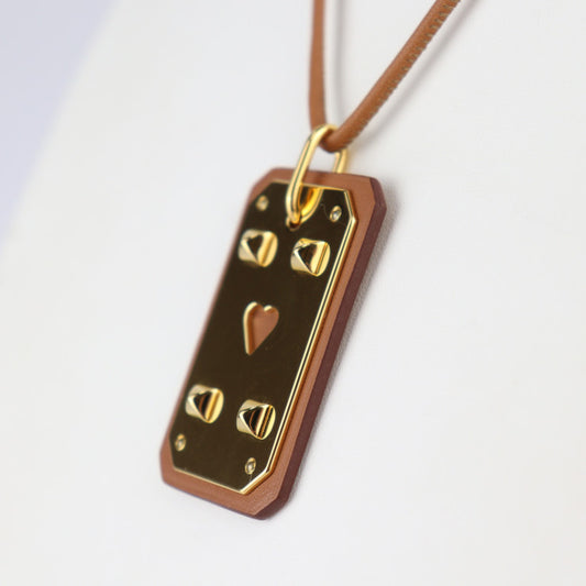 美品 HERMES エルメス アス ドゥ クール GM ネックレス - ヴォースイフト GOLD ブラウン系 ゴールド金具 ペンダント Y刻印