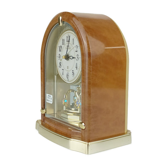 SEIKO セイコー 置時計 EMBLEM エンブレム HW584B ブラウン系 ゴールド プラスチック ユニセックス 電波時計