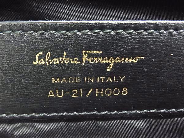 超美品 Salvatore Ferragamo サルヴァトーレ フェラガモ リュックサック ガンチーニ バックパック 21 H008 ブラック ゴールド金具 レザー レディース