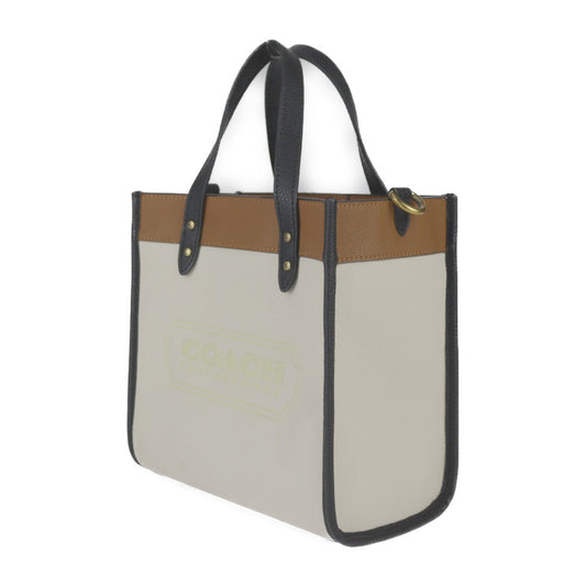 超美品 COACH コーチ フィールド トート ハンドバッグ C3461 レザー チョーク ブラウン ブラック ゴールド金具 2WAY ショルダーバッグ