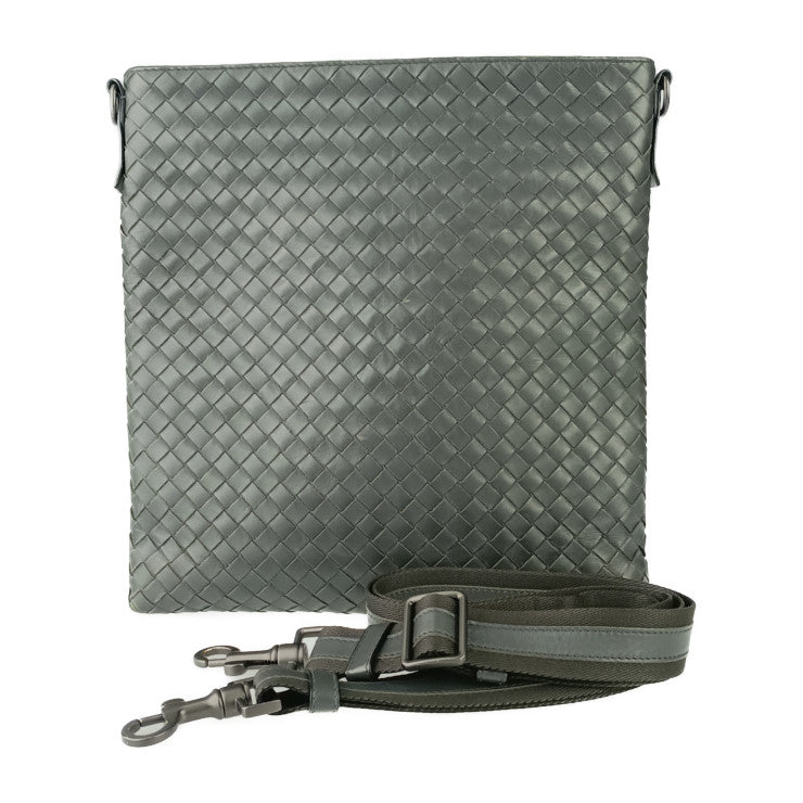 BOTTEGA VENETA ボッテガ ヴェネタ ショルダーバッグ イントレチャート 172736 グレー系 カーフレザー メンズ クロスボディバッグ