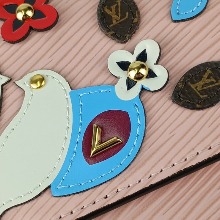 超美品 LOUIS VUITTON ルイヴィトン 三つ折り財布 ポルトフォイユ ヴィクトリーヌ M62615 ROSE BALLERINE エピ レディース 鳥モチーフ