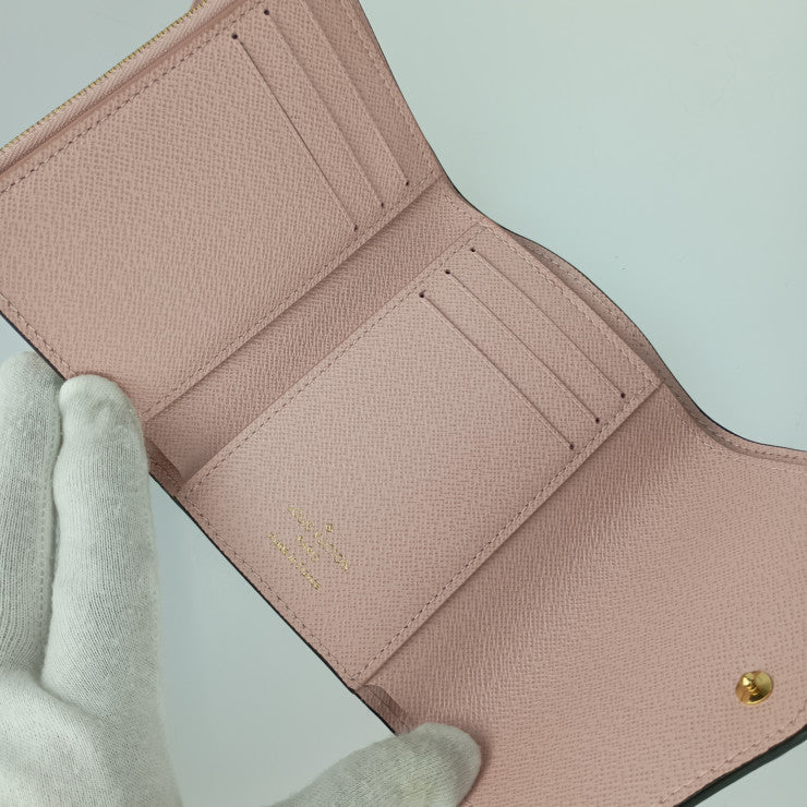 超美品 LOUIS VUITTON ルイヴィトン 三つ折り財布 ポルトフォイユ ヴィクトリーヌ M62615 ROSE BALLERINE エピ レディース 鳥モチーフ
