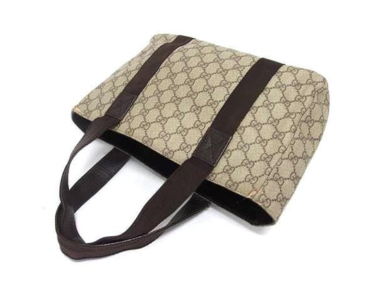 GUCCI グッチ ハンドバッグ GGスプリーム トートバッグ 141976 ベージュ系 ブラウン系 PVC レザー レディース