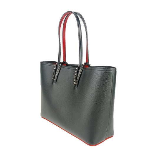美品 CHRISTIAN LOUBOUTIN クリスチャン ルブタン トートバッグ CABATA カバタ SMALL TOTE BAG 3205219 ブラック レッド カーフ レディース シルバー金具