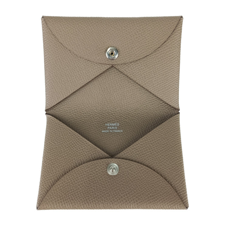 新品未使用展示品 HERMES エルメス カードケース カルヴィ - エトゥープ(ブラウン系) エプソン ユニセックス 名刺入れ