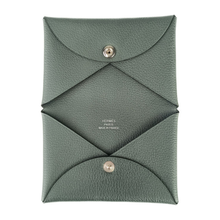 超美品 HERMES エルメス カードケース カルヴィ - ヴェールアマンド(グレー系) エヴァーカラー ユニセックス 名刺入れ