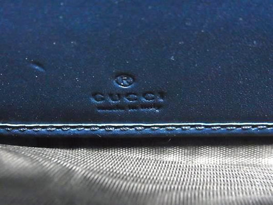 GUCCI グッチ 財布 グッチシマ ラウンドファスナー 長財布 410102 ネイビー系 レザー ユニセックス ゴールド金具