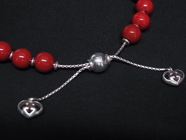 GUCCI グッチ ブレスレット インターロッキングG ハート ブレスレット 286673 レッド系 シルバー ウッド Ag925 ユニセックス 美品