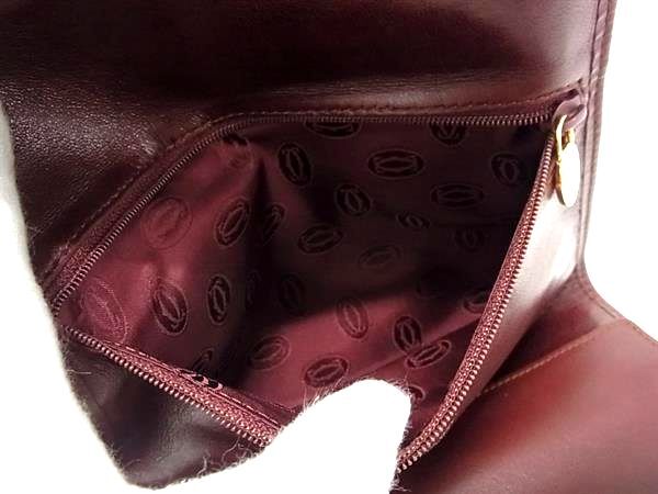 Cartier カルティエ クラッチバッグ マストライン トラベル ジュエリーケース ボルドー系 レザー レディース 長財布 ジュエリーロール ゴールド金具 美品