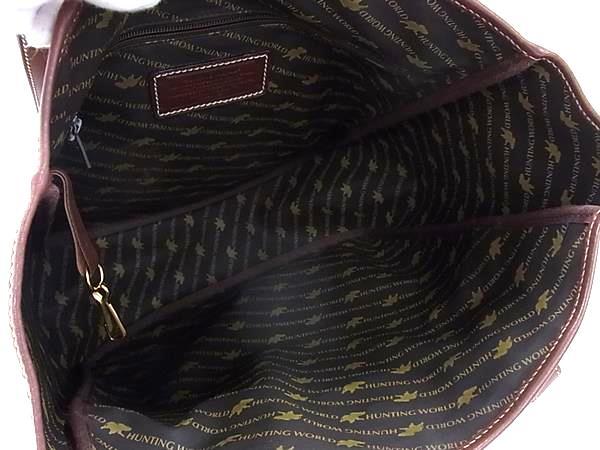 HUNTING WORLD ハンティングワールド トートバッグ サファリ トゥデイ カーキ系 ブラウン系 キャンバス レザー ユニセックス ゴールド金具 美品