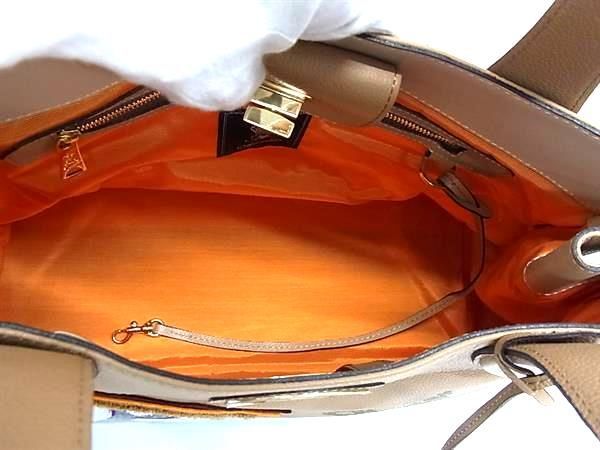 ADMJ エーディーエムジェイ ハンドバッグ ブラウン レザー レディース ワッペン ターンロック ゴールド金具