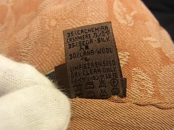 LOEWE ロエベ ストール オレンジ系 カシミヤ35% シルク35% ウール30% レディース 花柄 フリンジ 超美品