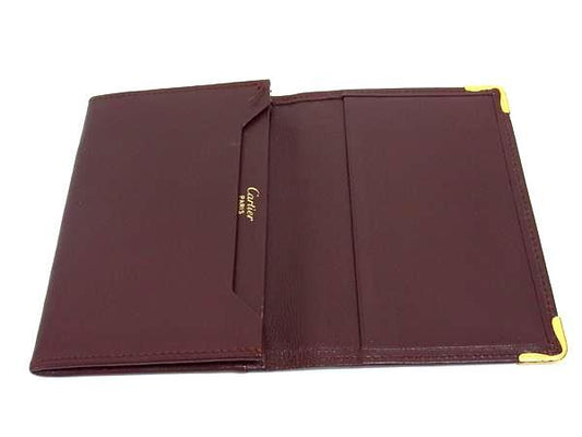 Cartier カルティエ カードケース マストライン - ボルドー レザー ユニセックス ゴールド金具