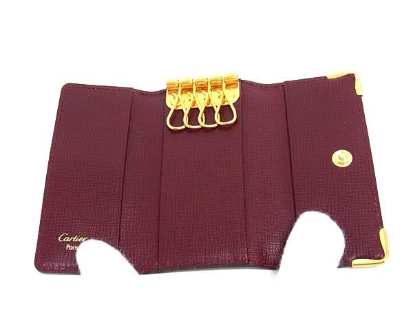 Cartier カルティエ キーケース マストライン - ボルドー レザー ユニセックス 4連 ゴールド金具 超美品
