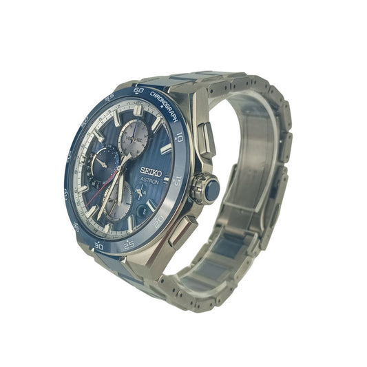 SEIKO セイコー 腕時計 アストロン ネクスター GPSソーラー デュアルタイム・クロノグラフ SBXC181 / 5X83-0AA0-1 シルバー ブルー文字盤 チタン セラミック メンズ アナログ 超美品