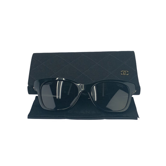 CHANEL シャネル アイウェア POLARIZED サングラス 5482HA ブラック プラスチック フェイクパール レディース ココマーク 54□17 140 ゴールド金具 超美品