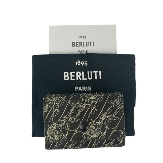 Berluti ベルルッティ 三つ折り財布 アカジュー トワル マルブフ - ダークブラウン プリントキャンバス レザー メンズ 新古未使用展示品