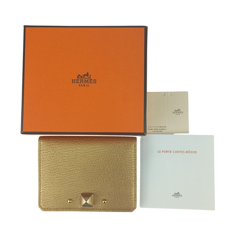 HERMES エルメス カードケース 名刺入れ MEDOR メドール 084864CP DORE ゴールド シャムキライト ユニセックス ゴールド金具 新古未使用展示品