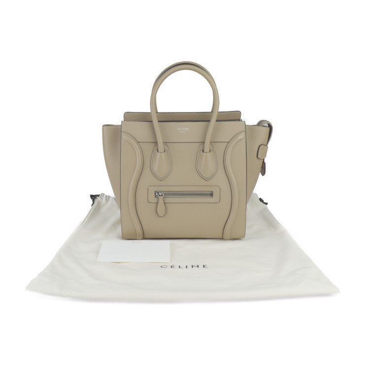 新古未使用展示品 CELINE セリーヌ ラゲージ マイクロ ショッパー ハンドバッグ 167793DRU カーフレザー ベージュ系 シルバー金具 トートバッグ