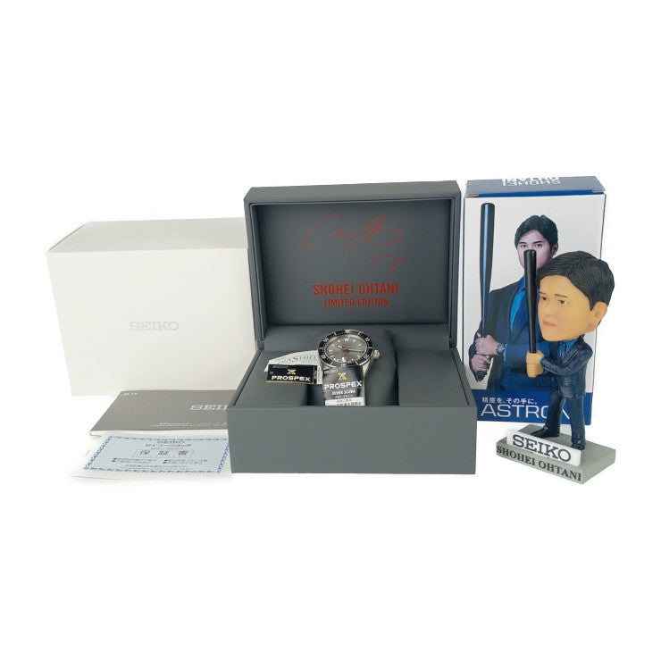 新品未使用展示品 SEIKO セイコー 腕時計 ボブルヘッドフィギア付き プロスペックス ダイバースキューバ 大谷翔平 2023 限定モデル SBDC191 / 6R35-02W0 シルバー ステンレス メンズ 自動巻き 国内限定1,700本