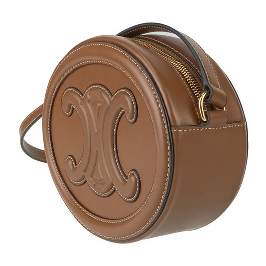 超美品 CELINE セリーヌ ショルダーバッグ キュイル トリオンフ オーバルバッグ 198603DXC 04LU/TAN ブラウン系 スムースカーフ レディース クロスボディバッグ