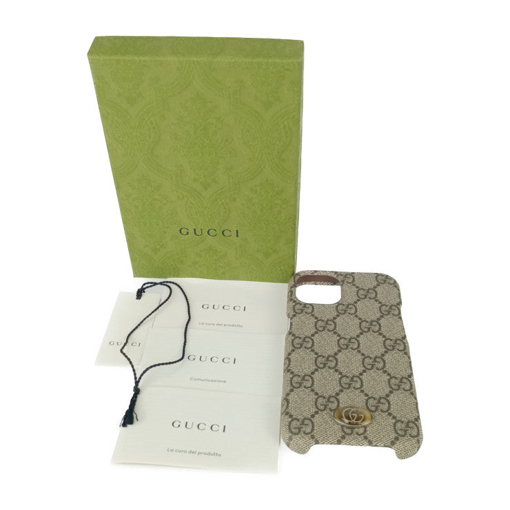 新品未使用展示品 GUCCI グッチ スマホカバー オフィディア iPhone14 ケース 753609 ベージュ&エボニー GGスプリーム キャンバス ユニセックス