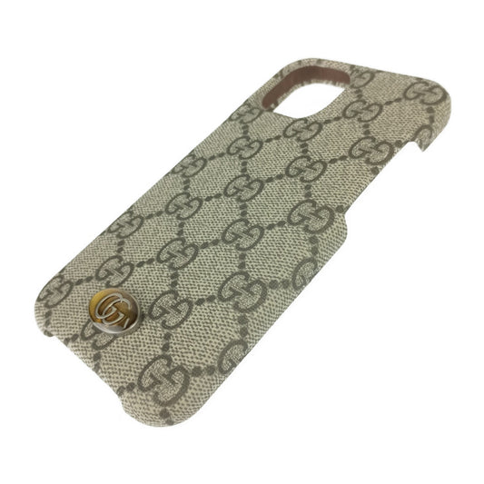 新品未使用展示品 GUCCI グッチ スマホカバー iPhone14ケース 753609 ベージュ&エボニー GGスプリーム キャンバス ユニセックス