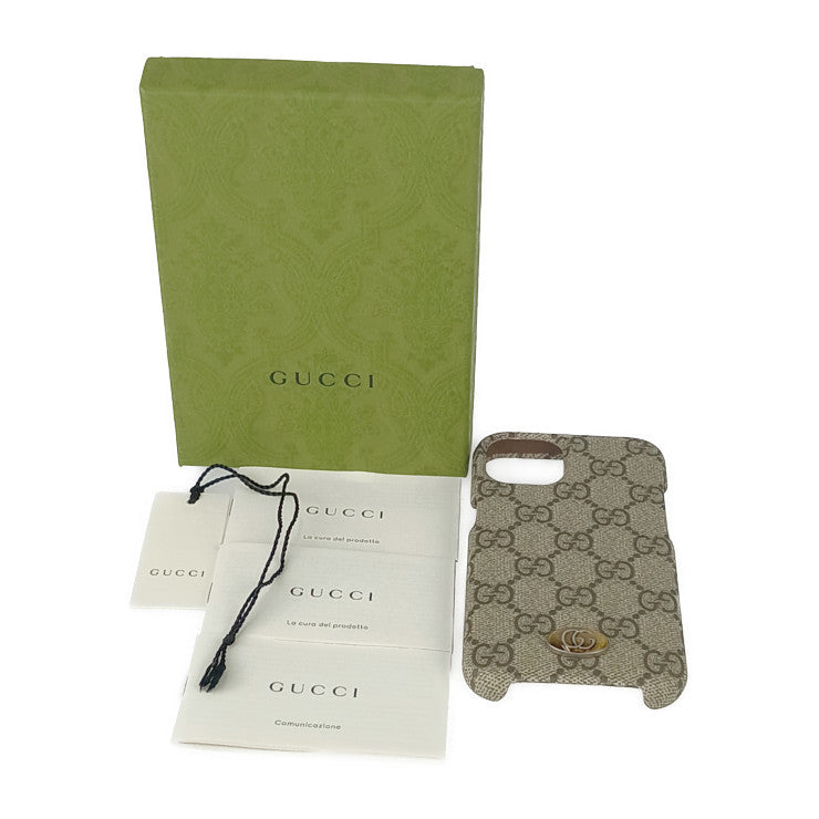 新品未使用展示品 GUCCI グッチ スマホカバー iPhone14ケース 753609 ベージュ&エボニー GGスプリーム キャンバス ユニセックス