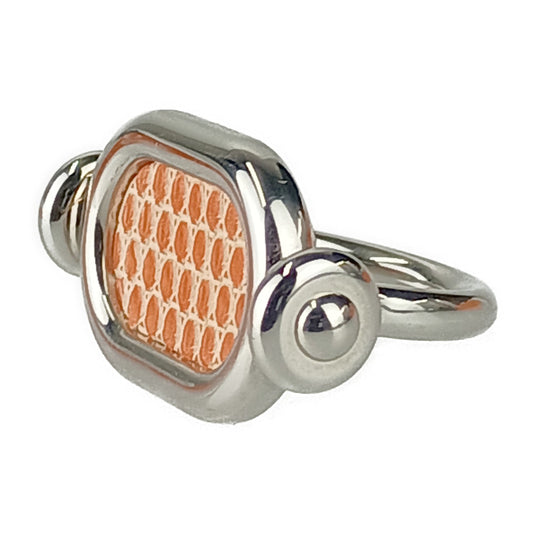 超美品 HERMES エルメス 指輪 リング オデッセイ - シルバー オレンジ メタル リザード レディース 約7号