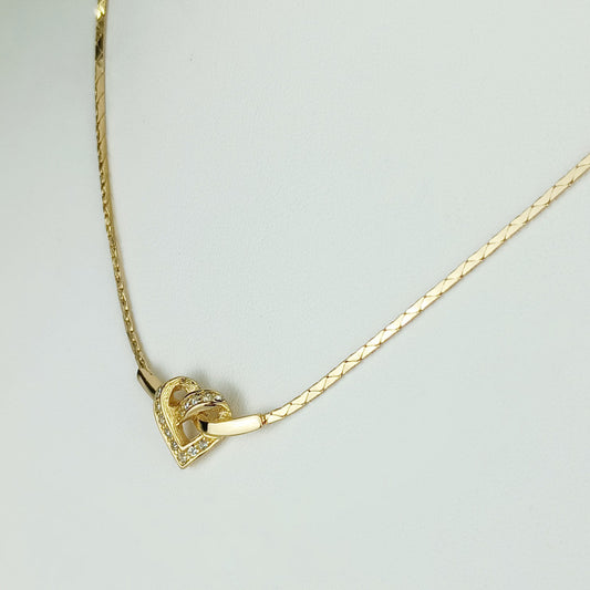 超美品 Christian Dior クリスチャン ディオール ネックレス ハート モチーフ ネックレス - ゴールド メタル ラインストーン レディース