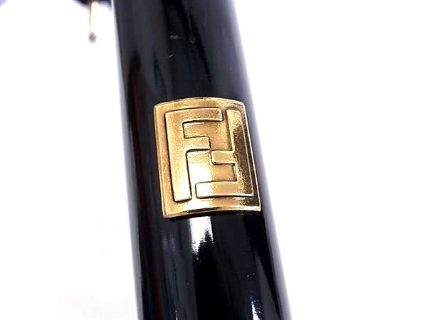 FENDI フェンディ 長傘 ズッカ - ネイビー×ブラウン レディース 雨傘 ストライプ ゴールド金具