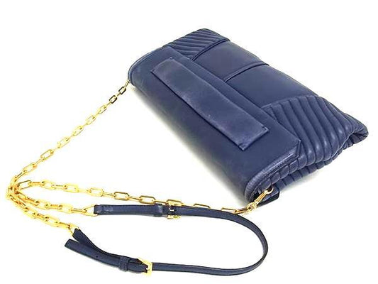 miumiu ミュウミュウ クラッチバッグ ナッパ バイカー RP383B ブルー系 レザー レディース 2WAY ショルダーバッグ チェーン ゴールド金具