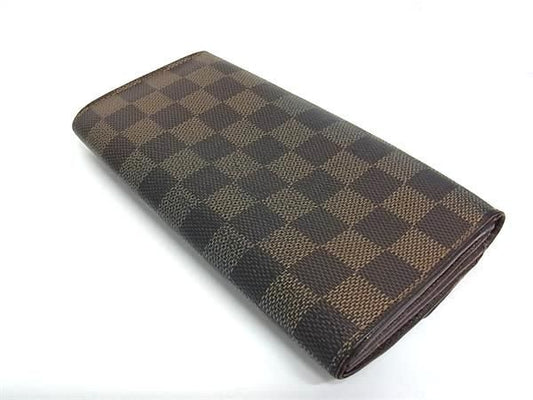 LOUIS VUITTON ルイヴィトン 財布 ダミエ ポルトフォイユ サラ N61726 エベヌ PVC レザー ユニセックス 二つ折り 長財布 ゴールド金具