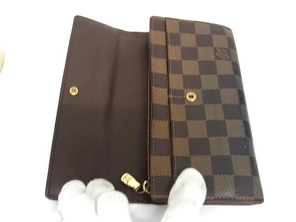 LOUIS VUITTON ルイヴィトン 財布 ダミエ ポルトフォイユ サラ N61726 エベヌ PVC レザー ユニセックス 二つ折り 長財布 ゴールド金具
