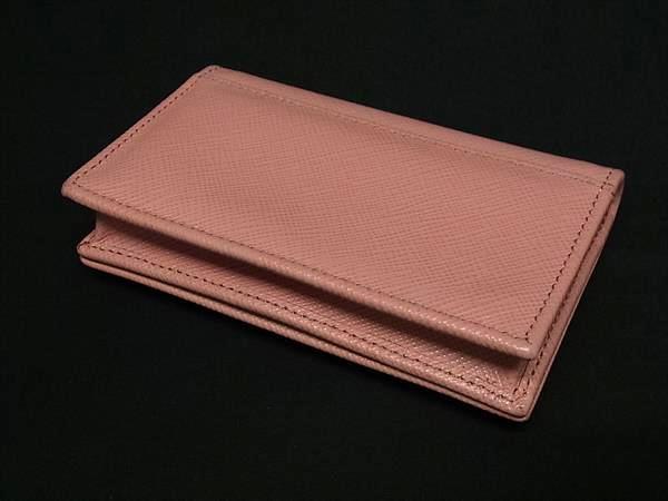 PRADA プラダ カードケース 名刺入れ 1MC122 PETALO ピンク系 サフィアーノレザー レディース リボン ゴールド金具 美品