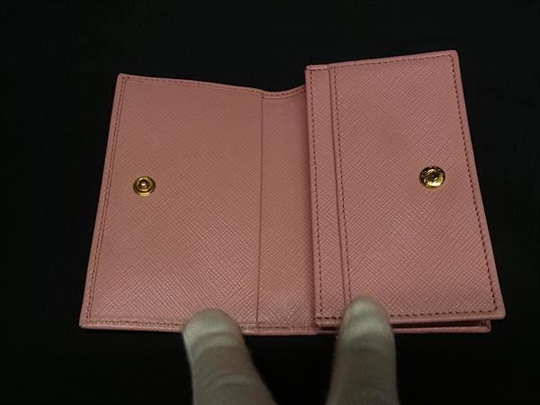 PRADA プラダ カードケース 名刺入れ 1MC122 PETALO ピンク系 サフィアーノレザー レディース リボン ゴールド金具 美品