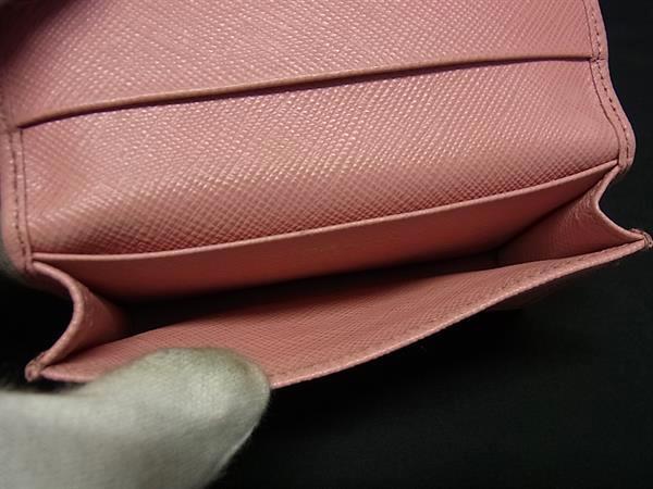 PRADA プラダ カードケース 名刺入れ 1MC122 PETALO ピンク系 サフィアーノレザー レディース リボン ゴールド金具 美品