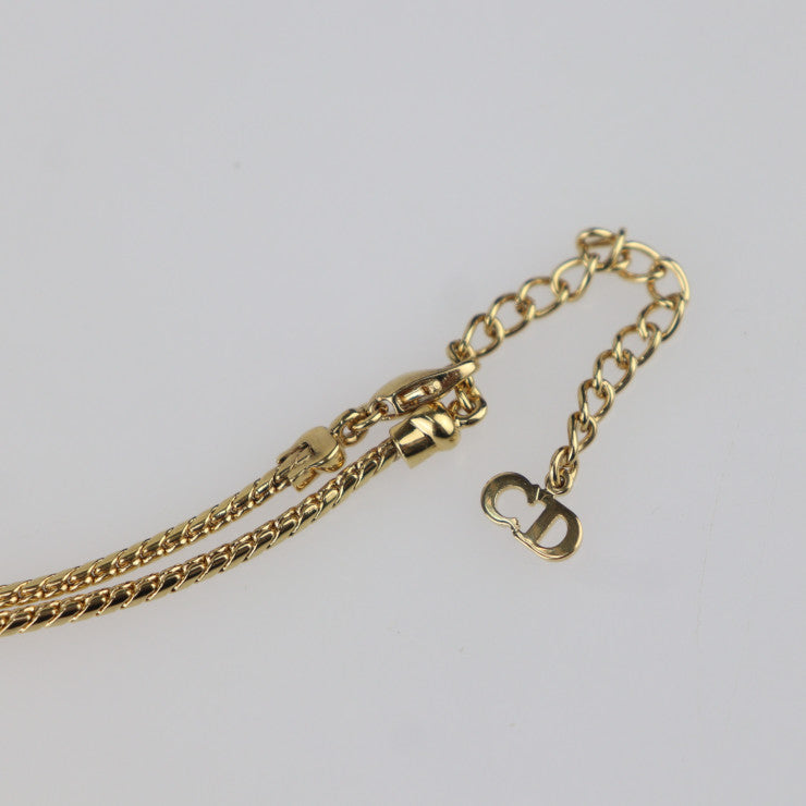 超美品 Christian Dior クリスチャンディオール ダブル ハート ネックレス ネックレス - メタル ゴールド ネイビー系 首飾り チョーカー