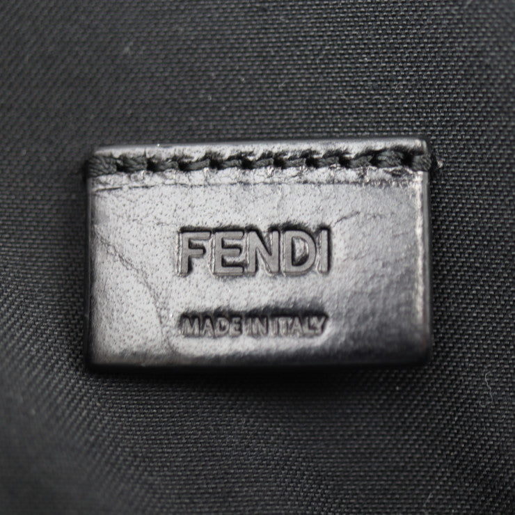 美品 FENDI フェンディ ポーチ セカンドバッグ 7N0078 レザー ブラック マルチカラー シルバー金具 クラッチバッグ LOVE ロゴ